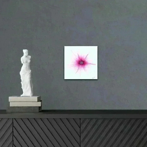 Pink Flower Alcohol Ink on Canvas - Picture 2 of 2